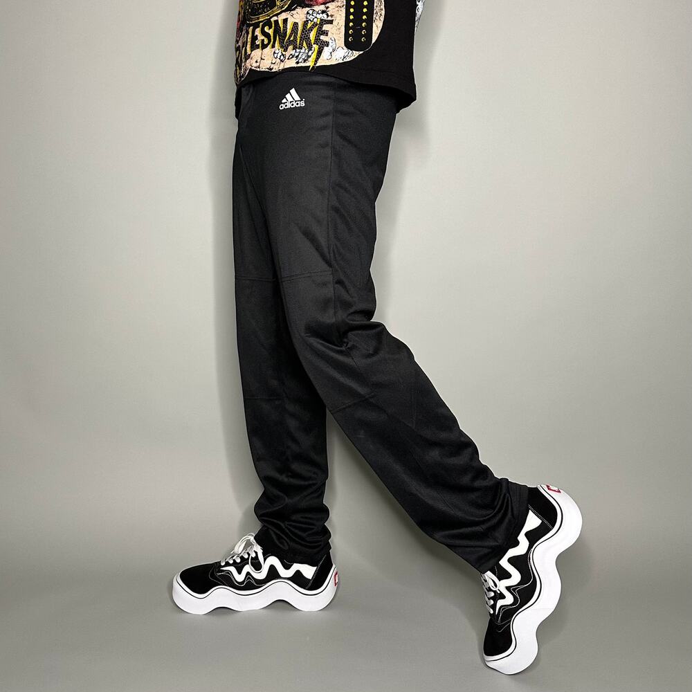 Vintage Y2K Adidas Golf Pants Mens S Straight Fit Jet Black Polyester White Logo